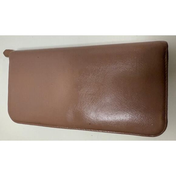 Prada Beige Saffiano Leather Bow Zip Around Wallet- Vintage CLEAN - Picture 2 of 11